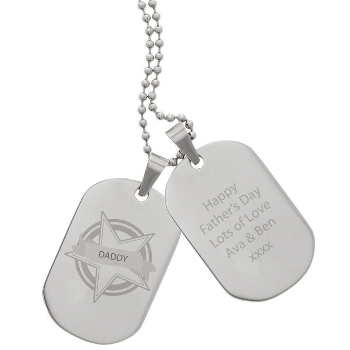 Buy Personalised Star Stainless Steel Double Dog Tag Necklace at www.giftsfinder.co.uk