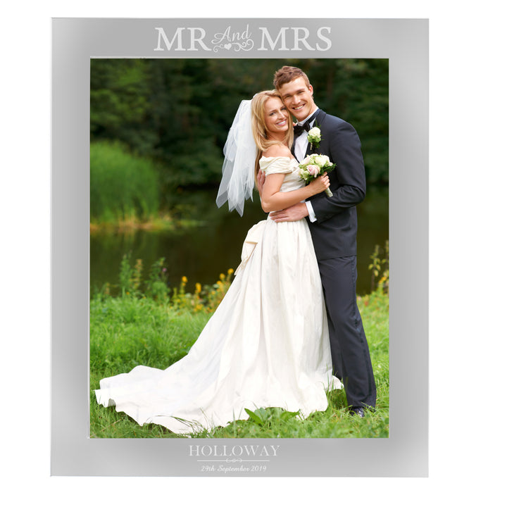 Buy Personalised Mr & Mrs 10x8 Silver Photo Frame available now at www.giftsfinder.co.uk