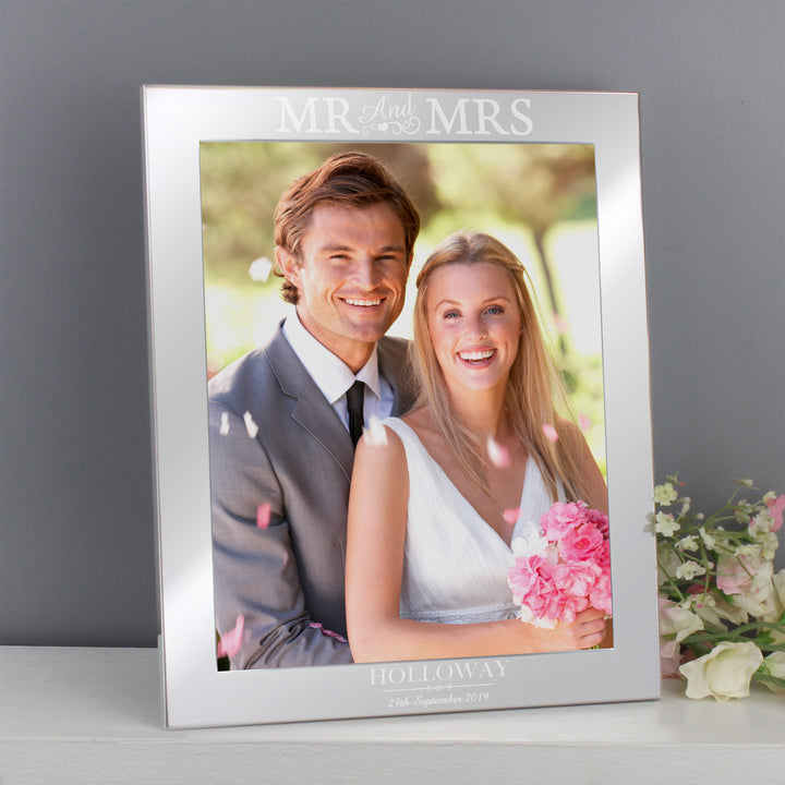 Buy Personalised Mr & Mrs 10x8 Silver Photo Frame available now at www.giftsfinder.co.uk