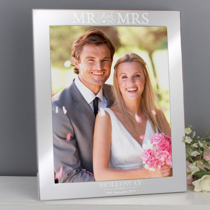 Buy Personalised Mr & Mrs 10x8 Silver Photo Frame available now at www.giftsfinder.co.uk