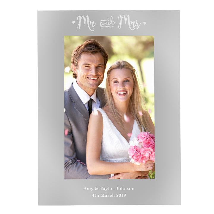 Buy Personalised Mr & Mrs 4x6 Silver Photo Frame at www.giftsfinder.co.uk