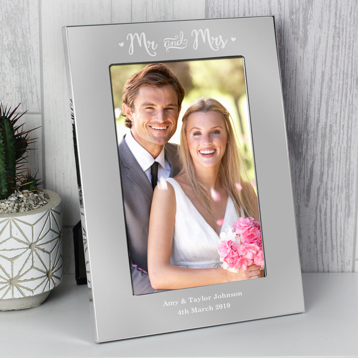 Buy Personalised Mr & Mrs 4x6 Silver Photo Frame at www.giftsfinder.co.uk