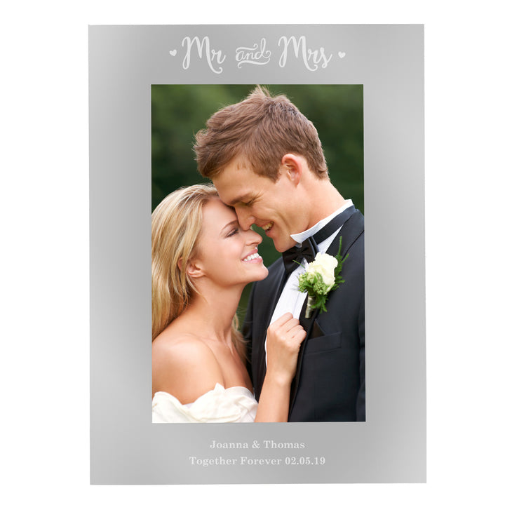 Buy Personalised Mr & Mrs 4x6 Silver Photo Frame at www.giftsfinder.co.uk