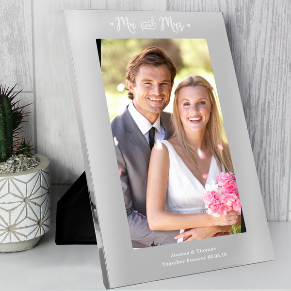 Buy Personalised Mr & Mrs 5x7 Silver Photo Frame at www.giftsfinder.co.uk