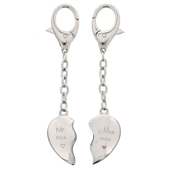 Buy Personalised Mr & Mrs Two Hearts Keyring at www.giftsfinder.co.uk