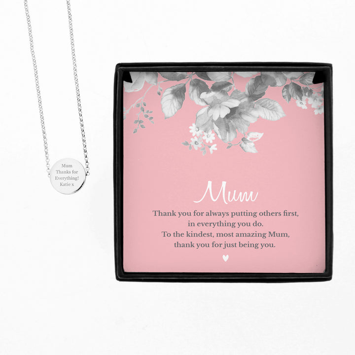 Buy Personalised Mum Sentiment Silver Tone Necklace and Box at www.giftsfinder.co.uk