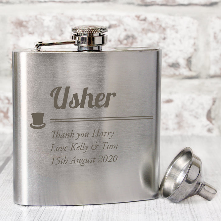 Buy Personalised Usher Hip Flask at www.giftsfinder.co.uk