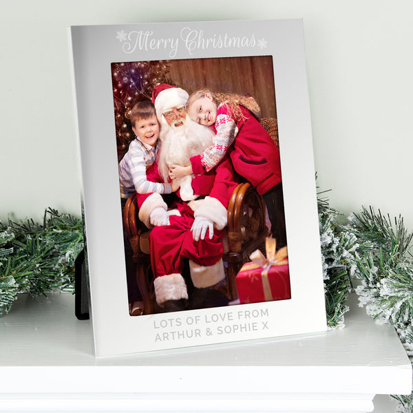 Buy Personalised Silver 5x7 Merry Christmas Photo Frame at www.giftsfinder.co.uk