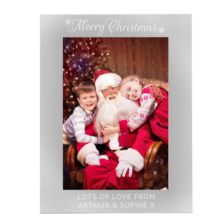 Buy Personalised Silver 5x7 Merry Christmas Photo Frame at www.giftsfinder.co.uk