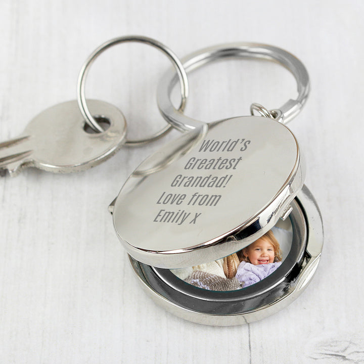 Personalised Free Text Round Photo Keyring - part of the Gifts Finder Personalised Keyrings collection