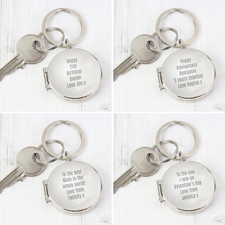 Personalised Free Text Round Photo Keyring - part of the Gifts Finder Personalised Keyrings collection