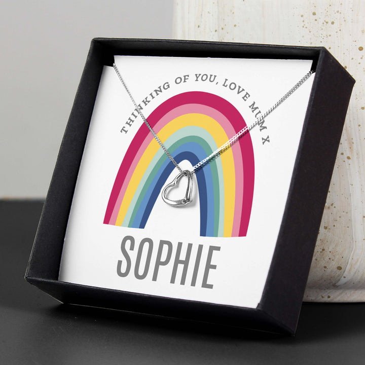 Buy Personalised Rainbow Sentiment Silver Tone Necklace and Box at www.giftsfinder.co.uk