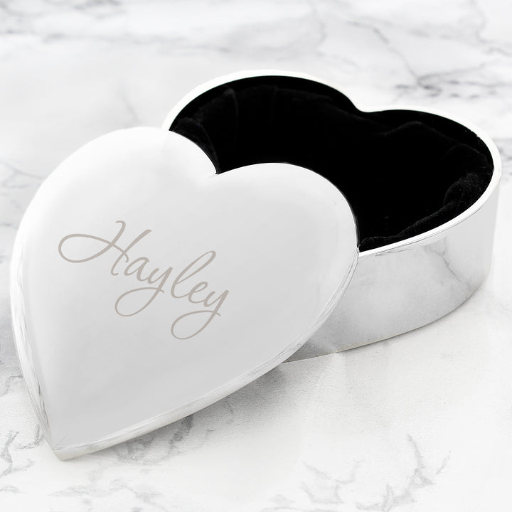 Buy Personalised Name Only Heart Trinket Box at www.giftsfinder.co.uk