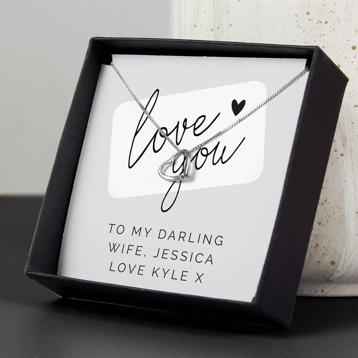 Buy Personalised Love you Sentiment Silver Tone Necklace and Box at www.giftsfinder.co.uk