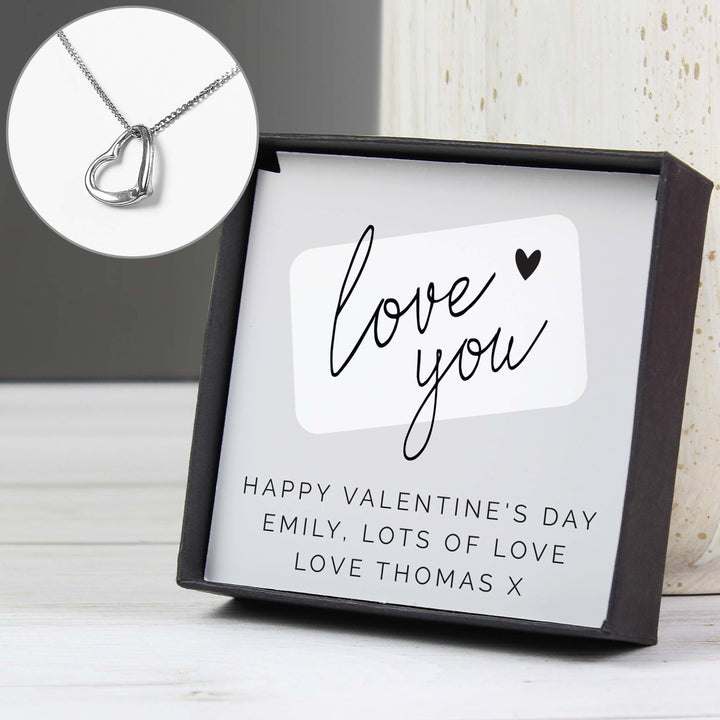 Buy Personalised Love you Sentiment Silver Tone Necklace and Box at www.giftsfinder.co.uk