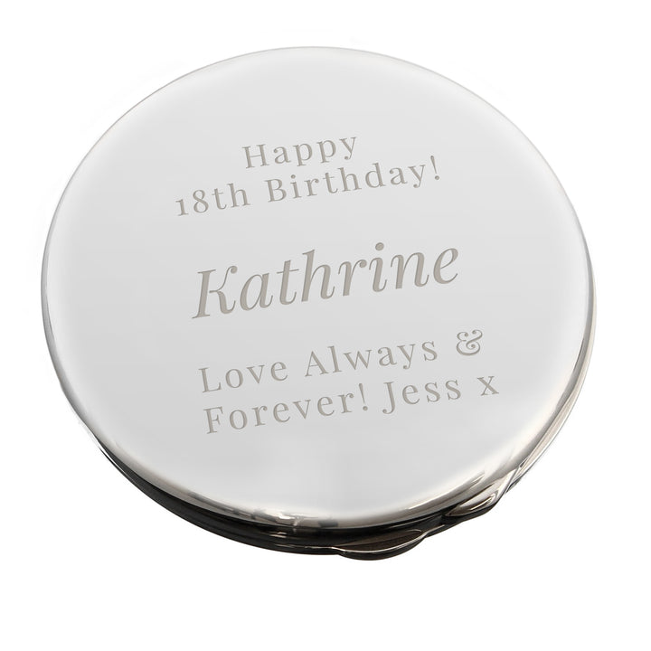 Buy Personalised Free Text Compact Mirror at www.giftsfinder.co.uk