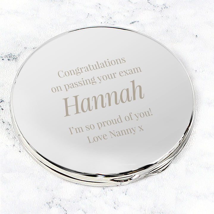 Buy Personalised Free Text Compact Mirror at www.giftsfinder.co.uk