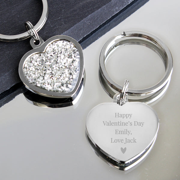 Buy Personalised Free Text Diamante Heart Keyring at www.giftsfinder.co.uk