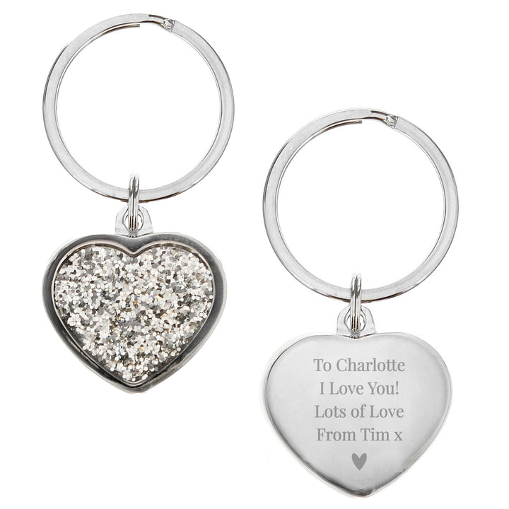 Buy Personalised Free Text Diamante Heart Keyring at www.giftsfinder.co.uk