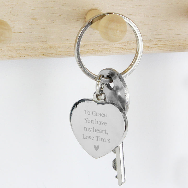 Buy Personalised Free Text Diamante Heart Keyring at www.giftsfinder.co.uk