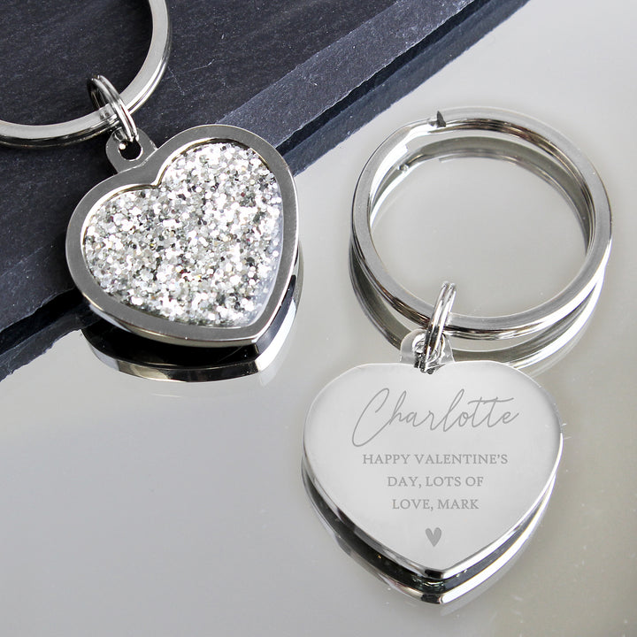 Buy Personalised Name and Message Diamante Heart Keyring at www.giftsfinder.co.uk