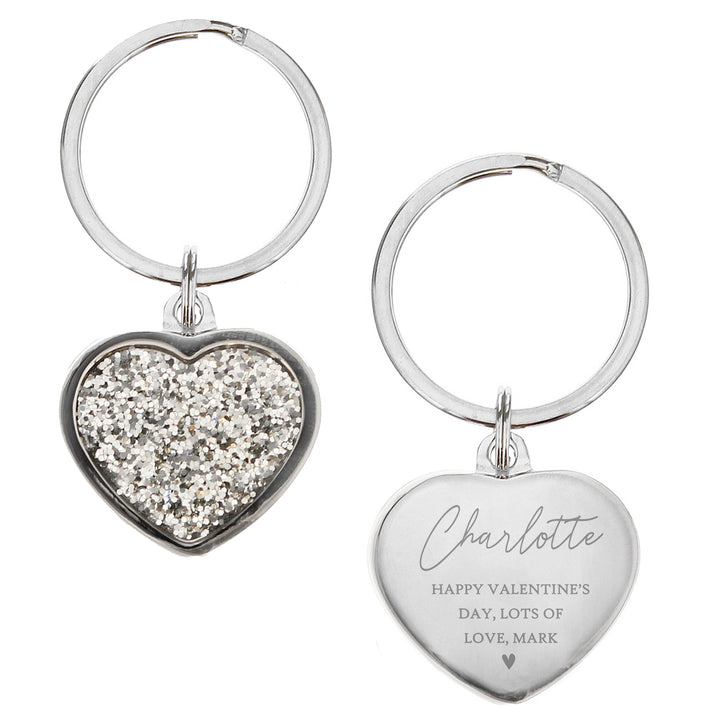 Buy Personalised Name and Message Diamante Heart Keyring at www.giftsfinder.co.uk