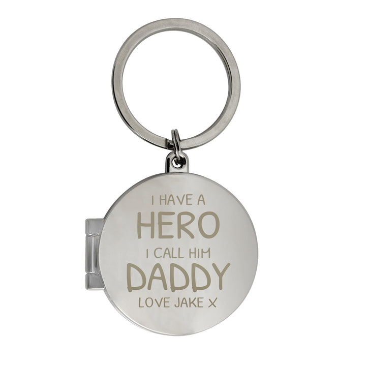 Personalised I Have A Hero Round Photo Keyring - part of the Gifts Finder Personalised Keyrings collection