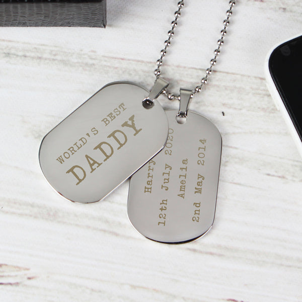 Buy Personalised Free Text Steel Double Dog Tag Necklace at www.giftsfinder.co.uk