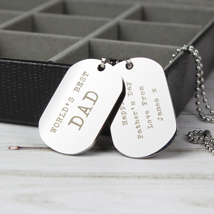 Buy Personalised Free Text Steel Double Dog Tag Necklace at www.giftsfinder.co.uk