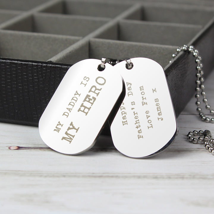 Buy Personalised Free Text Steel Double Dog Tag Necklace at www.giftsfinder.co.uk