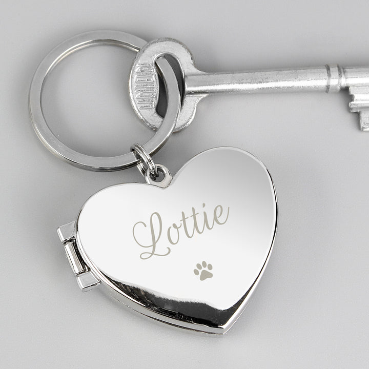 Buy Personalised Paw Print Heart Photo Frame Keyring at www.giftsfinder.co.uk