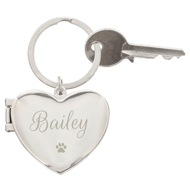 Buy Personalised Paw Print Heart Photo Frame Keyring at www.giftsfinder.co.uk