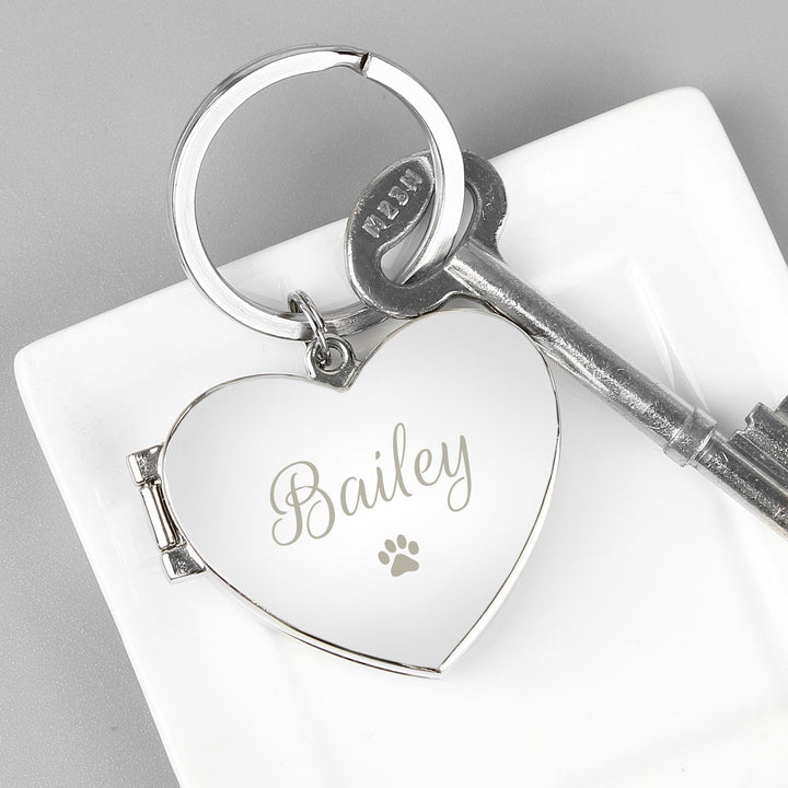 Buy Personalised Paw Print Heart Photo Frame Keyring at www.giftsfinder.co.uk