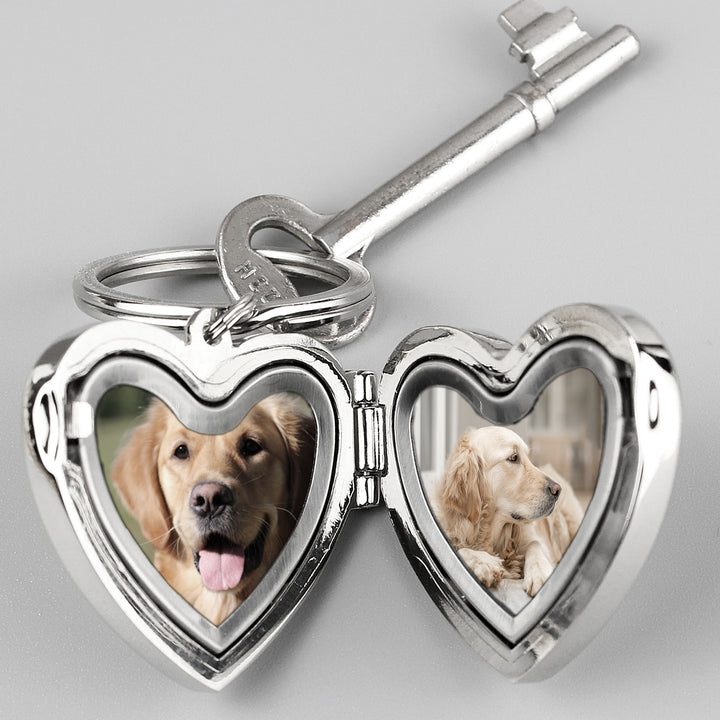 Buy Personalised Paw Print Heart Photo Frame Keyring at www.giftsfinder.co.uk