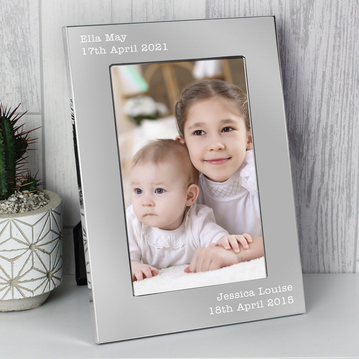 Buy Personalised Free Text 7 x 5 Silver Photo Frame at www.giftsfinder.co.uk