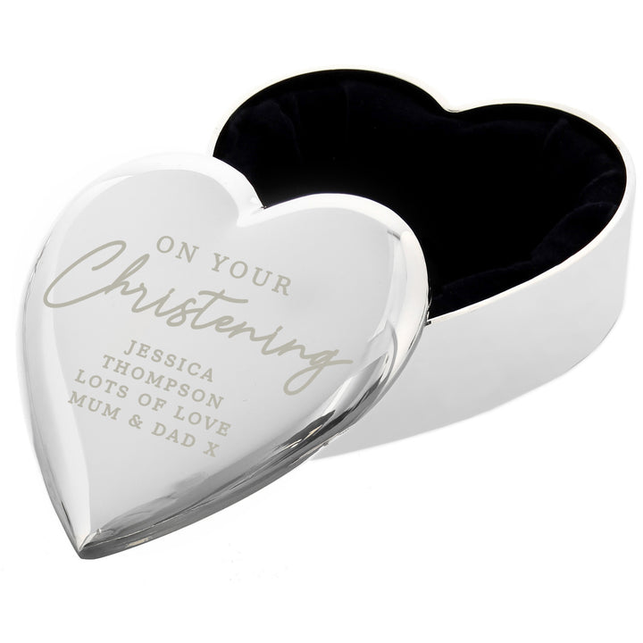 Buy Personalised Christening Heart Trinket Box available now at www.giftsfinder.co.uk