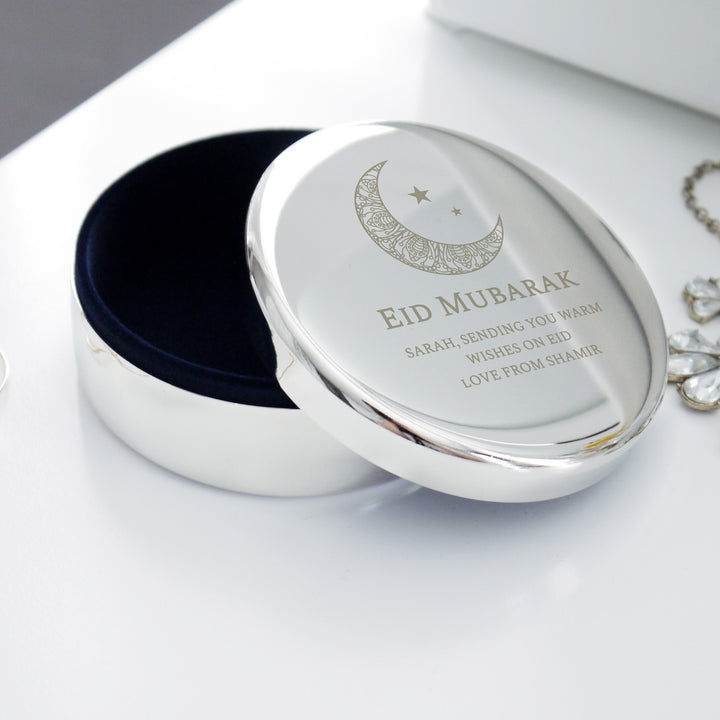 Buy Personalised Eid and Ramadan Round Trinket Box available now at www.giftsfinder.co.uk