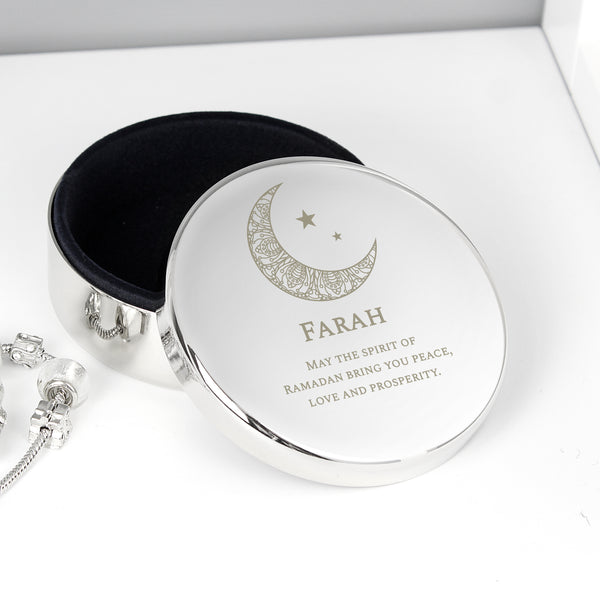 Buy Personalised Eid and Ramadan Round Trinket Box available now at www.giftsfinder.co.uk