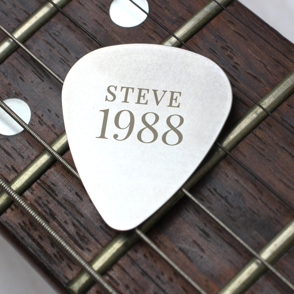 Personalised Year Silver Plectrum in gift category Personalised Plectrums