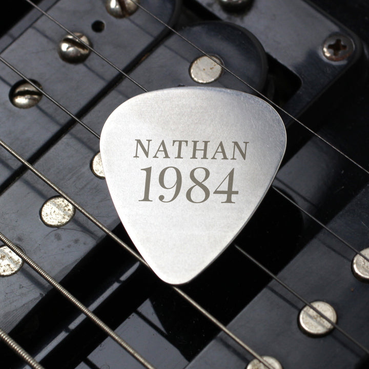 Personalised Year Silver Plectrum in gift category Personalised Plectrums