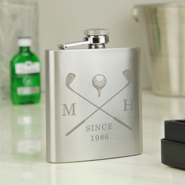 Buy Personalised Golf Hip Flask - Father's Day gift available now at www.giftsfinder.co.uk