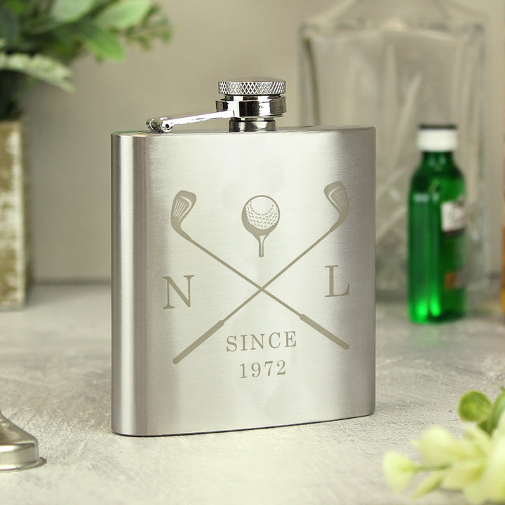 Buy Personalised Golf Hip Flask - Father's Day gift available now at www.giftsfinder.co.uk