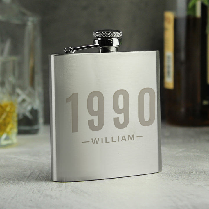 Buy Personalised Date & Name Hip Flask - Father's Day gift available now at www.giftsfinder.co.uk