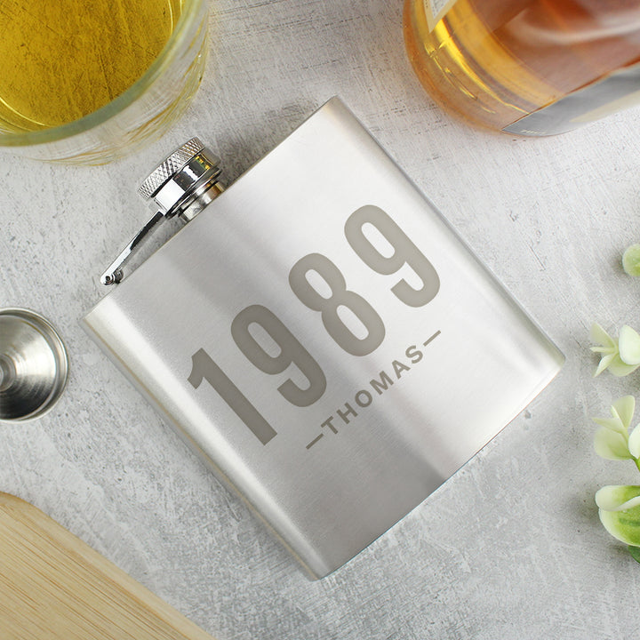 Buy Personalised Date & Name Hip Flask - Father's Day gift available now at www.giftsfinder.co.uk