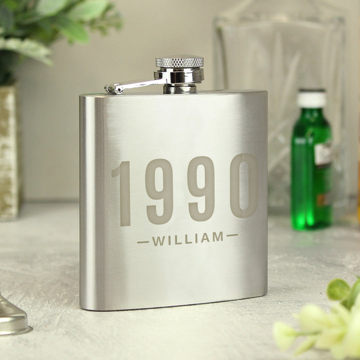 Buy Personalised Date & Name Hip Flask - Father's Day gift available now at www.giftsfinder.co.uk