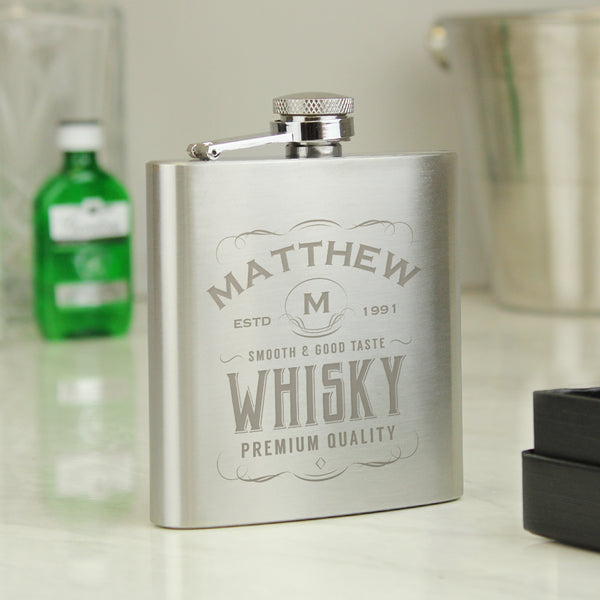 Personalised Whisky Hip Flask - Father's Day gift in gift category Personalised Hip Flasks