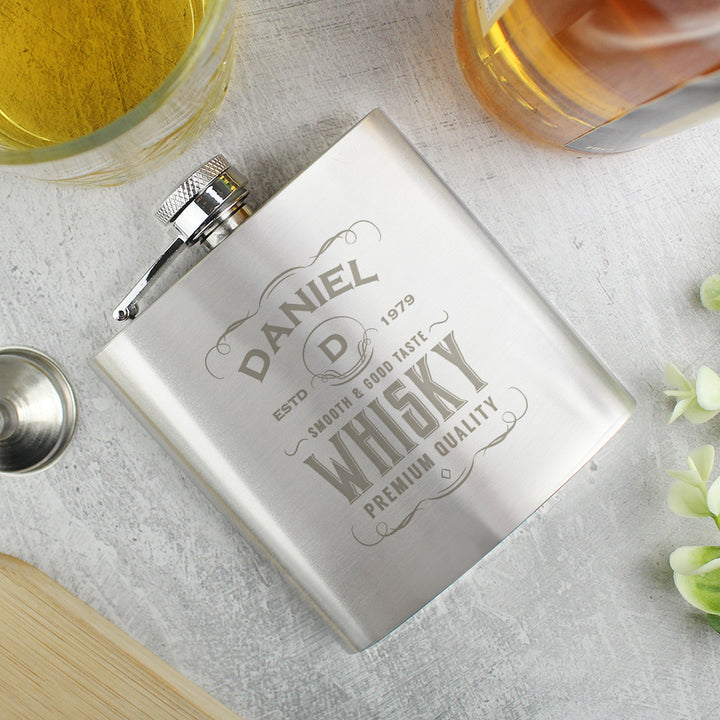 Personalised Whisky Hip Flask - Father's Day gift in gift category Personalised Hip Flasks