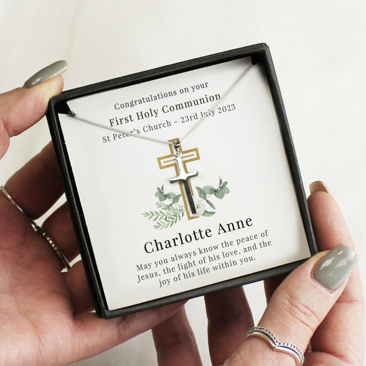 Personalised Floral Sentiment Cross Necklace And Box - part of the Gifts Finder Personalised Necklaces collection