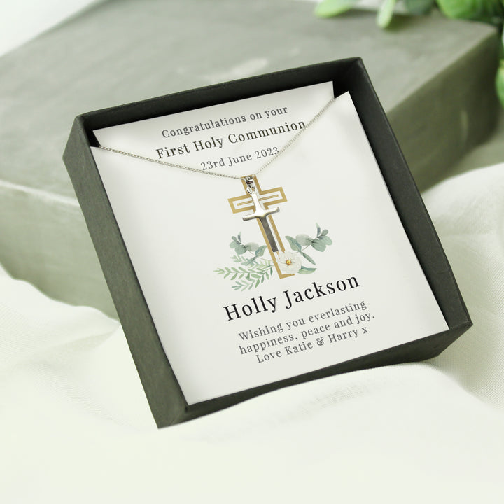 Personalised Floral Sentiment Cross Necklace And Box - part of the Gifts Finder Personalised Necklaces collection