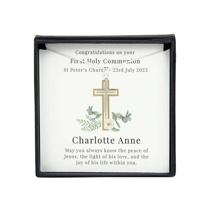 Personalised Floral Sentiment Cross Necklace And Box - part of the Gifts Finder Personalised Necklaces collection